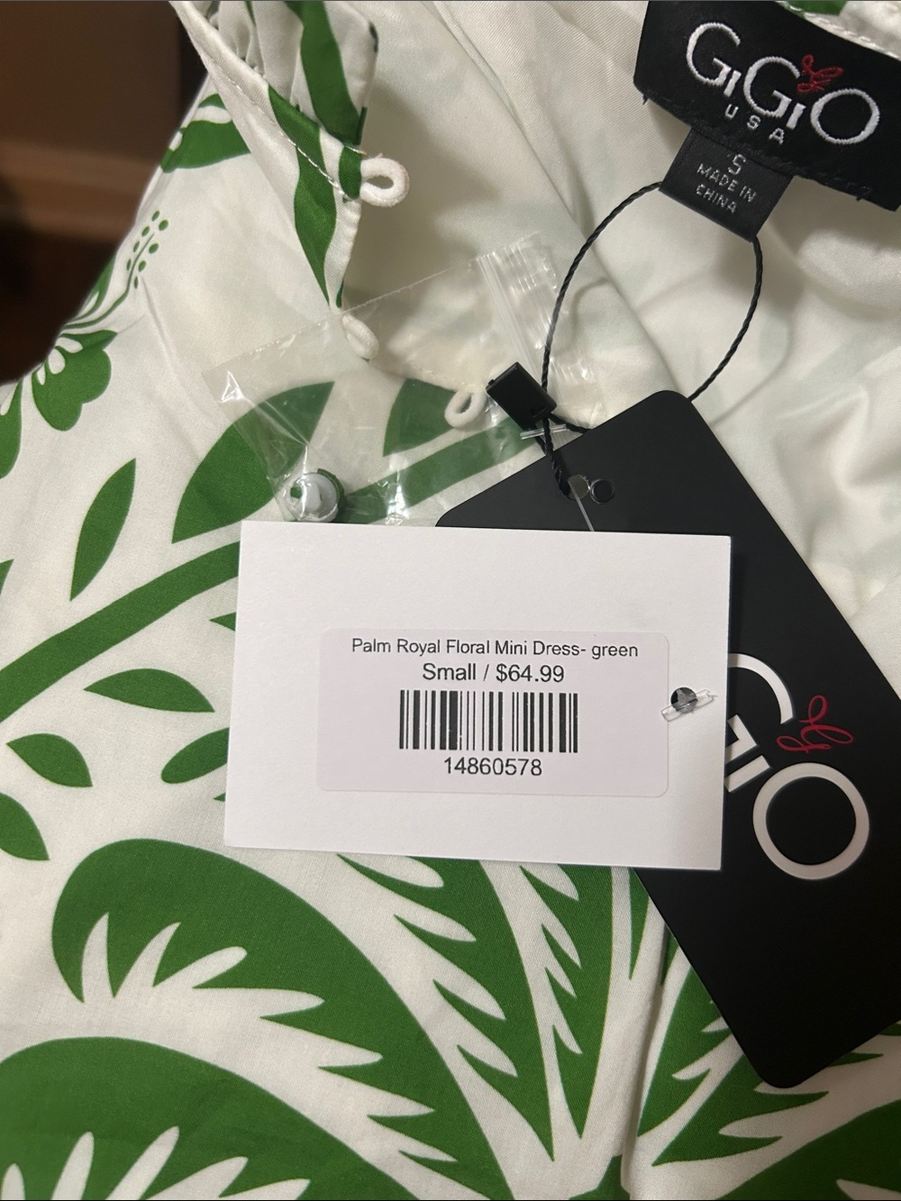 GiGiO Collection Cream dress with Green Botanical Motif - Picture 10 of 10